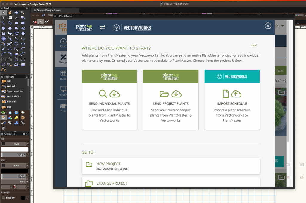 Vectorworks/PlantMaster Plugin Landing Options