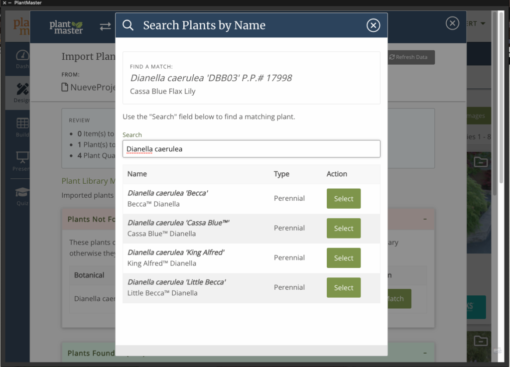 Plant Match Tool - Search by Name