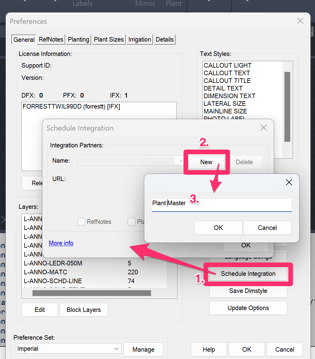In General Preferences, select Schedule Integration, and create a new integration